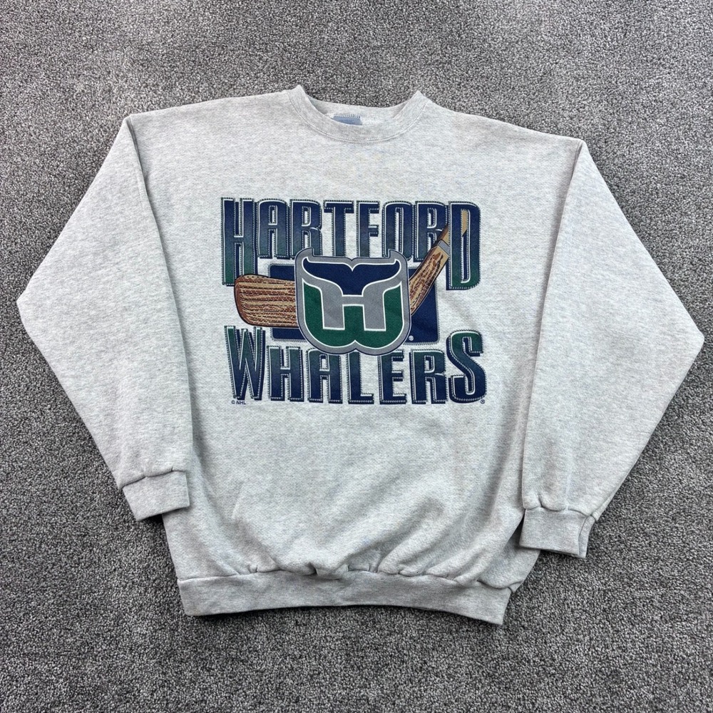 Vintage Hartford Whalers Sweatshirt Mens XL Gray NHL Hockey Heavyweight Logo 7